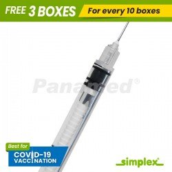 Simplex Auto Disable Syringe w/ Needle, 0.5cc G-23x1, 100's